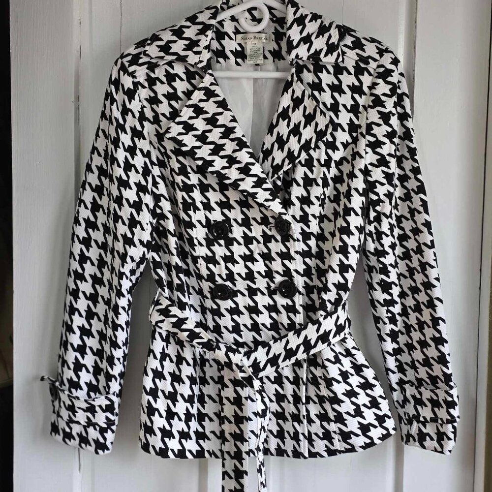 Susan Bristol Herringbone jacket Black White size M